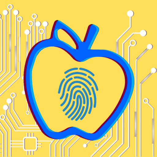 Identity Inclusion for K-12 CS Educators course logo: apple outline with fingerprint and circuitry lines in background