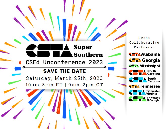 Super Southern unconference save the date with chapter logos