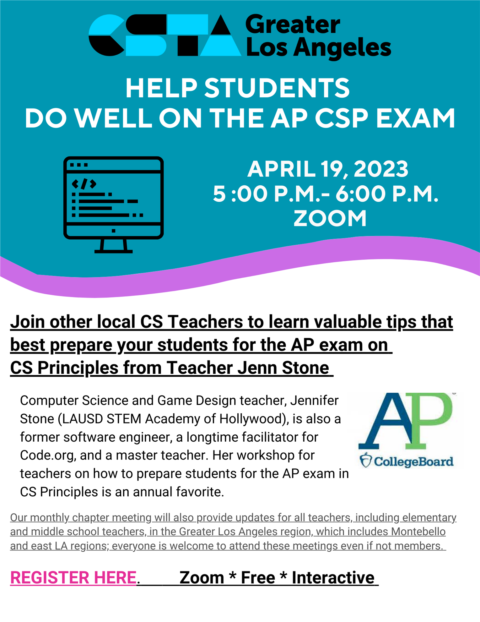 Help Students do well on The APCSP Exam! CSTA Greater Los Angeles (CA)