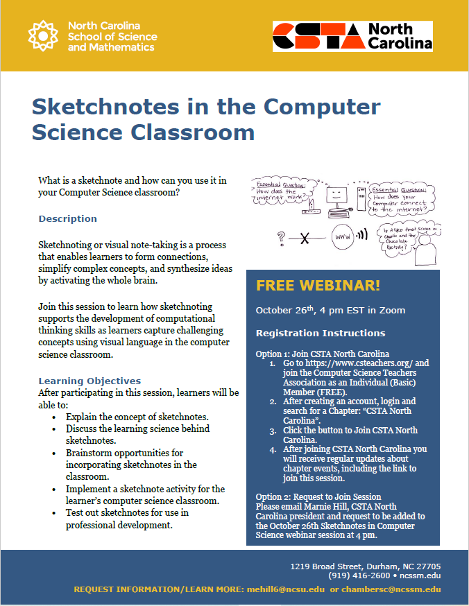 Monthly Meetup - Sketchnotes in the Computer Science Classroom | CSTA North  Carolina