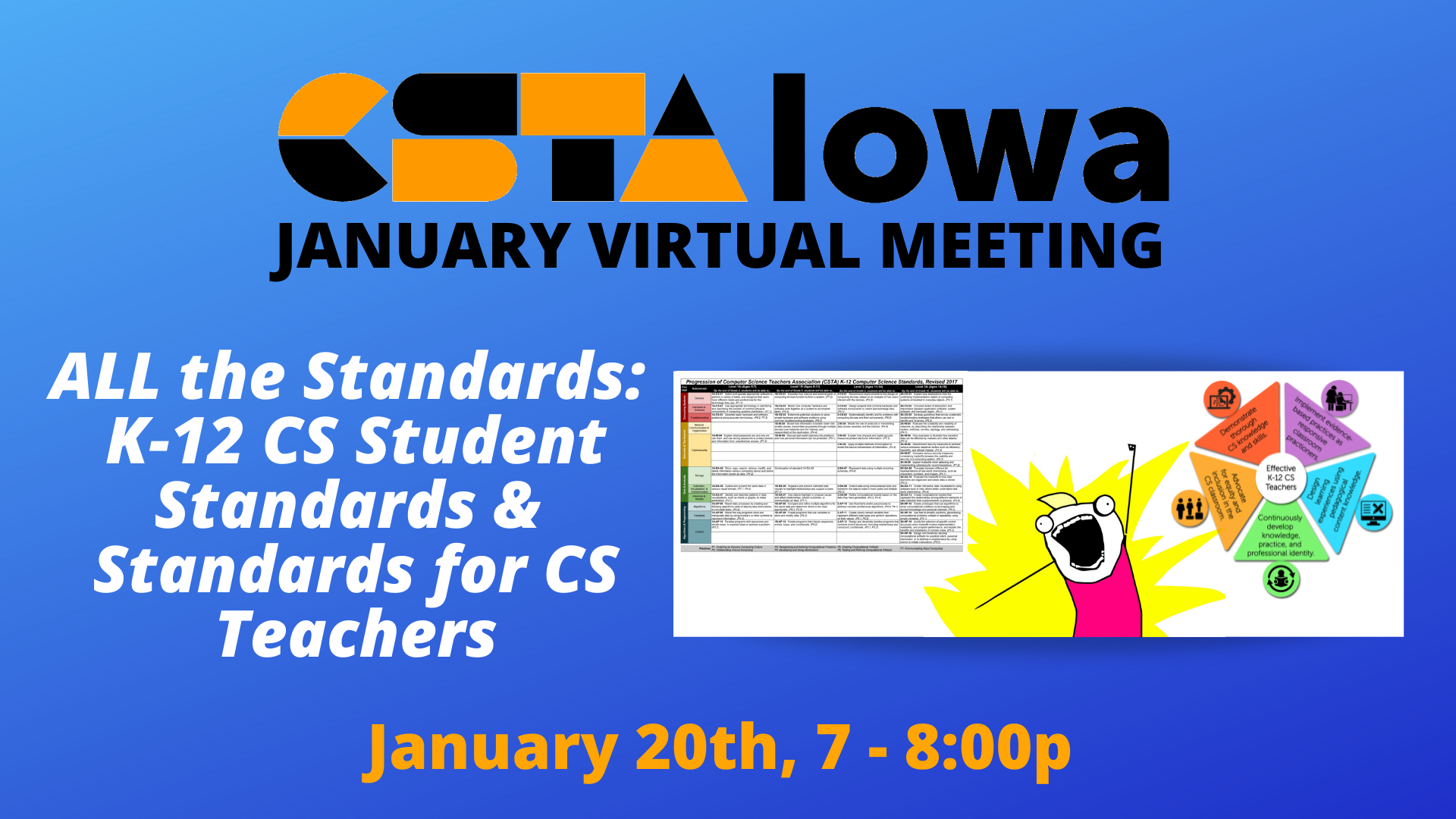 CSTA Iowa January Virtual Chapter Meeting ALL the Standards! (K12