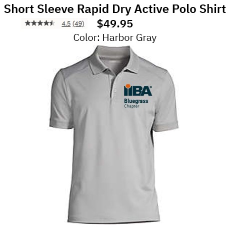 Men's Gray Short Sleeve Rapid Dry Active Polo Shirt